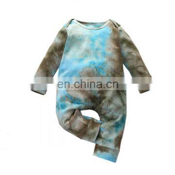 Posh Baby Ribbed Tiedye Jumpsuit Long Sleeve Bodysuit Tie Dye Romper photo-5