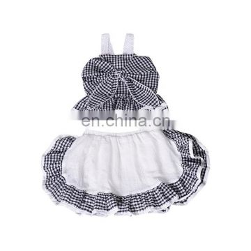 2019 classic check bandage top frill short skirt girls summer clothing two piece skirt set