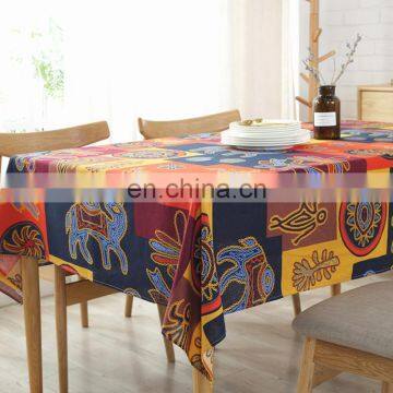 Factory Wholesale Customize Logo Tablecloth Mayan Style Table Cloth Cotton Linen Table Cloth Decorative