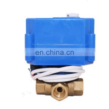 CWX-25s 5v 12v 220v 1/2 inch brass horizontal three links T ball electric water control ball valve