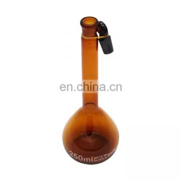 Custom laboratory high borosilicate glass amber color volumetric flask