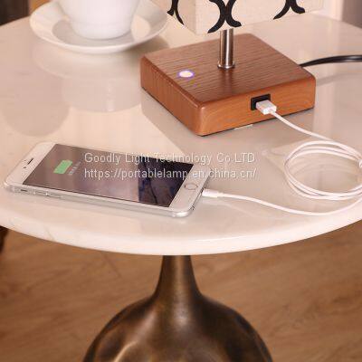 LED Light,Wood Table Lamp with USB Charging Ports,Chargeable Desk Lamp,Bedside Night Light