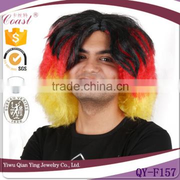 Layered custom color belgium team big afro football sports fan wig