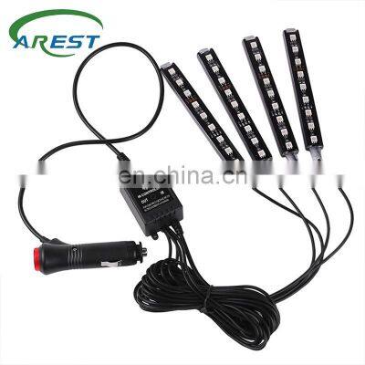 1Set(4Pcs) Car RGB LED Strip Light Lights Colors Car Styling Decorative Atmosphere Lamps Car Interior Light With Remote 12V