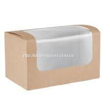 Disposable kraft food packaging takeaway food packaging Square Sandwich Pack Kraft with Window