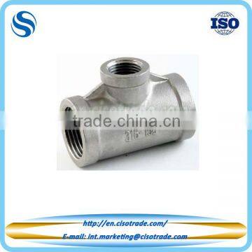 Threaded equal reducing tee Class 150 conform to ASTM A351 cast pipe fitting