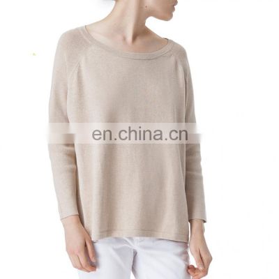 Wholesale round neck plain knit wool jumper For Women