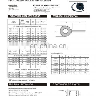 Turn Ratio 1000:1 20-1kHz Zero Phase Current Sensor Transformer photo-3