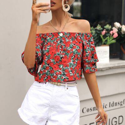 New One-shoulder Print Top