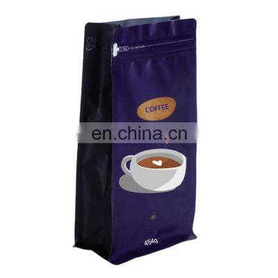 Custom Printed Flat Bottom Pouches Side Gusset 250g 340g 500g 1000g Plastic Mylar Foil Packaging Bag With Valve For Coffee