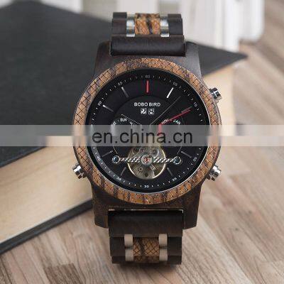 Own Design Custom Logo Luxury Wood Metal Strap Chronograph & Date Display Quartz Watch Timepieces for Women photo-2