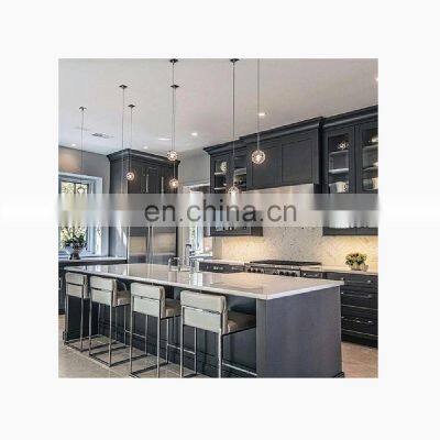 Hot sell black wood shaker design beautiful customization ideas cupboards kitchen cabinet