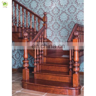 Carving luxury oak wooden inside balusters stair railings design decorative wood stair handrail