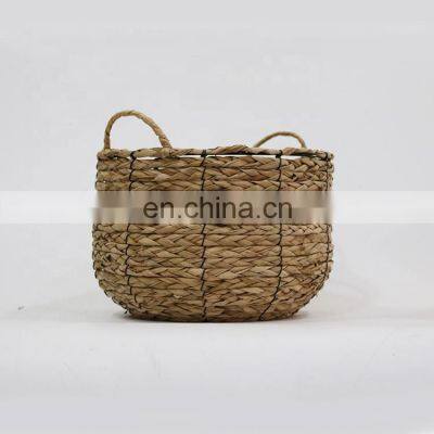 Wholesale Large Natural Handmade Wicker Straw Corner Storage Basket Three-piece Set With Handles photo-3