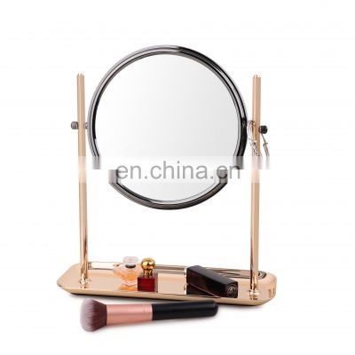 Latest High Quality Table Round Makeup Vanity Mirror Home Magnifying 2-Face Makeup Mirror With Storage Box