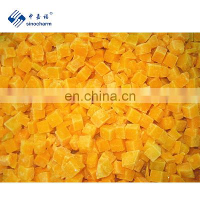 Sinocharm BRC A Approved 10*10MM Chinese Squash IQF Pumpkin Diced Cubes Frozen Pumpkin