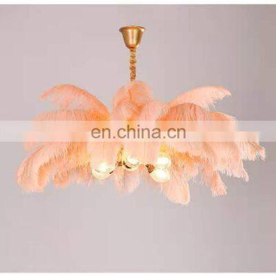 Home Decoration Modern Nordic Copper Chandelier Lighting Living Room Lamp Ostrich Feather Bedroom Pendant Lights photo-5