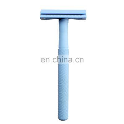 Blue Metal Handle Barber Salon Razor Detachable Cleaning Shaving Safety Razor