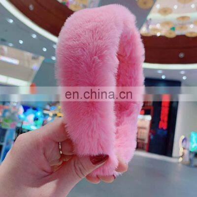 Autumn Hair Accessories Pink Fur Headband photo-3
