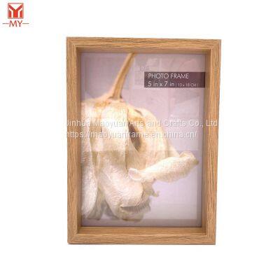 Wood Grain Finish Double Sided Glass Photo Square Picture Frame photo-2
