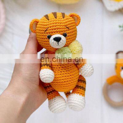 Handmade Knitted Set Crochet Tiger Mini Doll and Rattle Set Baby Gift Doll Kid's Toy Vietnam Supplier Cheap Wholesale photo-3