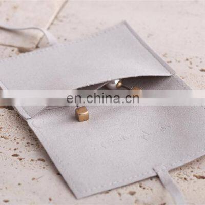 Wholesale Cheap Price Gray Pink Personalized Upscale Custom Logo Drawstring Ribbon Closure Gift Packing Bag Jewelry Pouch photo-5