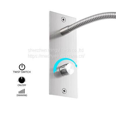 Meanyee Wall Reading Lamp Headboard Bedside Light With Twist Switch/Dimmable/Adjustable Arm/Embedded/Brushed Nickel/3000K LED/MY-WN065 photo-3