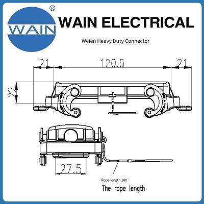 Wain Heavy-duty Connector H24b-mcv-2l/sc.1s Rectangular Connector With Metal 24b Housing, Aviation Plug photo-3
