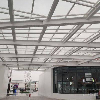 Grid Hot-dip Galvanized Steel Keel Modeling Project, Steel Structure Commercial Square Glass Roof, Aluminum Veneer Curtain Wall, On-site Construction photo-4