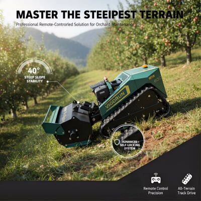 Vigorun Factory Direct RC Hammer Mulcher Loncin Engine 48V Servo 40° Slope Heavy Brush Sapling Shredder for Land Clearing