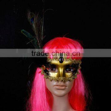 New Style Half Face Feather Indian Headdress Halloween Mask