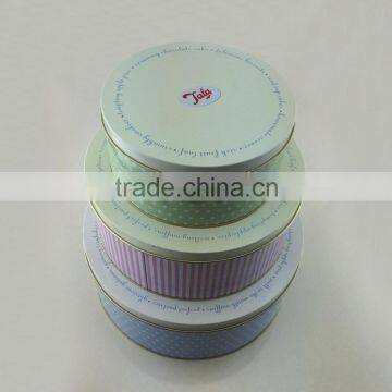 Portable simple design tin can for biscuit with round shape