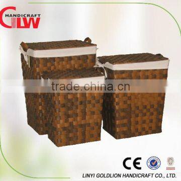 Set of 3 wood chip rectangular dirty cloth laundry basket