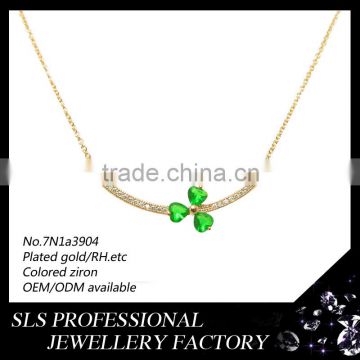 Wholesale charm jewelry big stone necklace fashion teen necklace jewelry clover shaped necklace