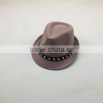2016 Newest Fashion Classic Rivet Ribbon Red Wool Trilby Fedora Jaz Caps