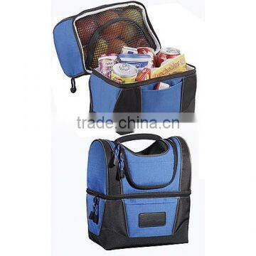 your logo work dual cooler picnic bag for 2 person with mesh divider