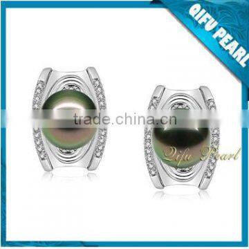 2015 Latest Factory Direct Sale 18K White Gold Tahitian Pearl Earring Designs on Hotsale