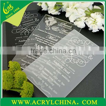 clear acrylic wedding invitations with engraving, black or white plexiglass invitations with 80*135mm                        
                                                Quality Choice