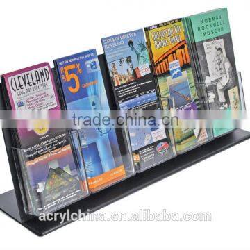 Black tri Fold acrylic stocking Brochure Holder for 4x9 with card holder