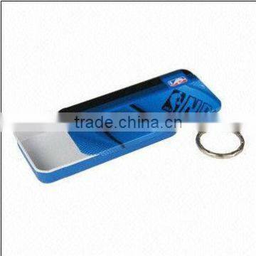 Small Sliding Tin Box with Keychain, Food-grade Tinplateand CMYK Printing