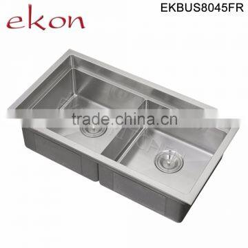 Wholesale Prices Handmade Stainless Steel Double Bowl Under Mount Kitchen Sinks photo-3