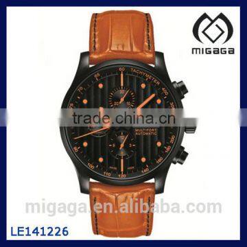 Fashion Orange Luminescent Automatic Self Winding Chronograph Sport Watch