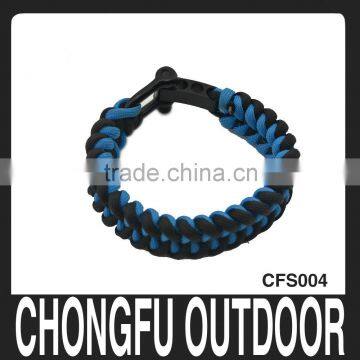 Military nylon paracord bracelet with adjustable shackle for camping