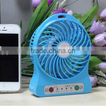 Portable Fan 4 inch 3 Speeds Mini USB Rechargeable Desktop Handheld Vanes Fan With Led Light