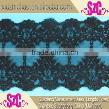 X10216-1A(1.8) manufacturers design polyester mesh bone cord black french net lace