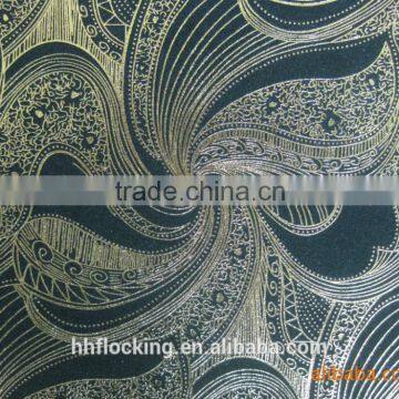 knitted polyester bronzing design flock fabric for sofa cloth