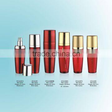 Cosmetic Packaging Acrylic Oval Series Airless Pump Bottle Red Color 20ml 35ml 50ml 80ml 120ml