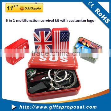 6 in 1 SOS Box Survival Kit, Outdoor Camping Item, Hot Sale Survival Tool Kit