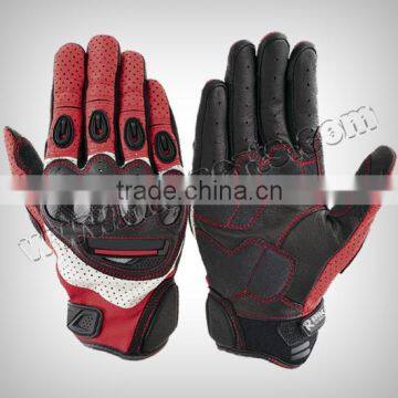 Motocross Biker Gloves WIth Full grain genuine leather knuckle protection TPU protections at Fingers