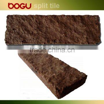 Outdoor wall cladding ceramic brown colored tile handmade